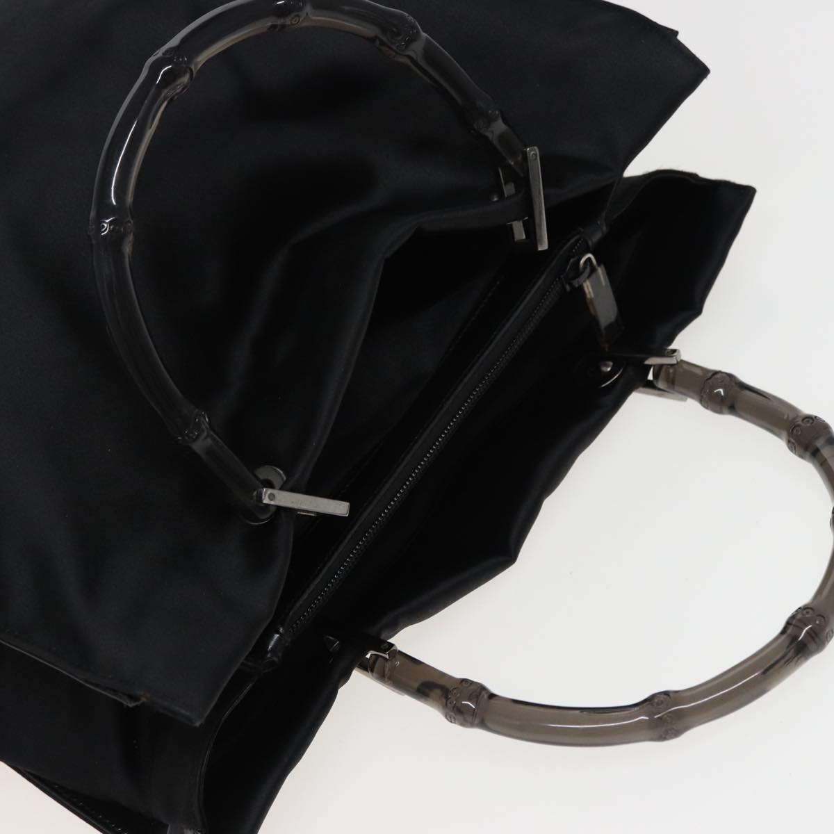 GUCCI Bamboo Hand Bag Satin Black 002 1010 002020 yk13177