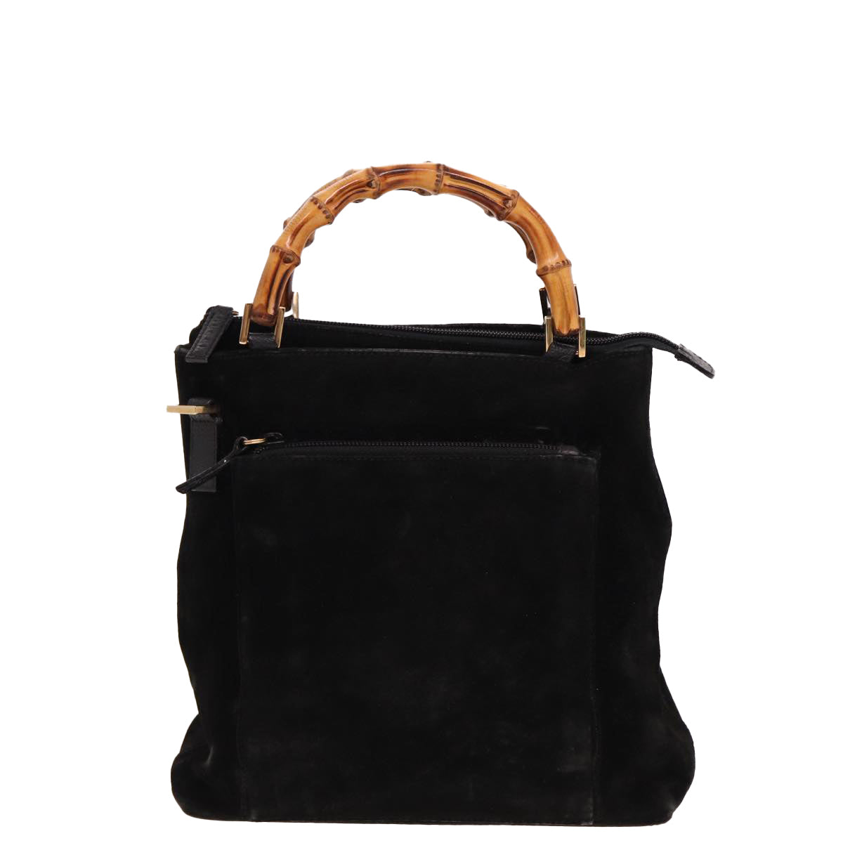 GUCCI Bamboo Hand Bag Suede Black 000 2265 0581 yk13191