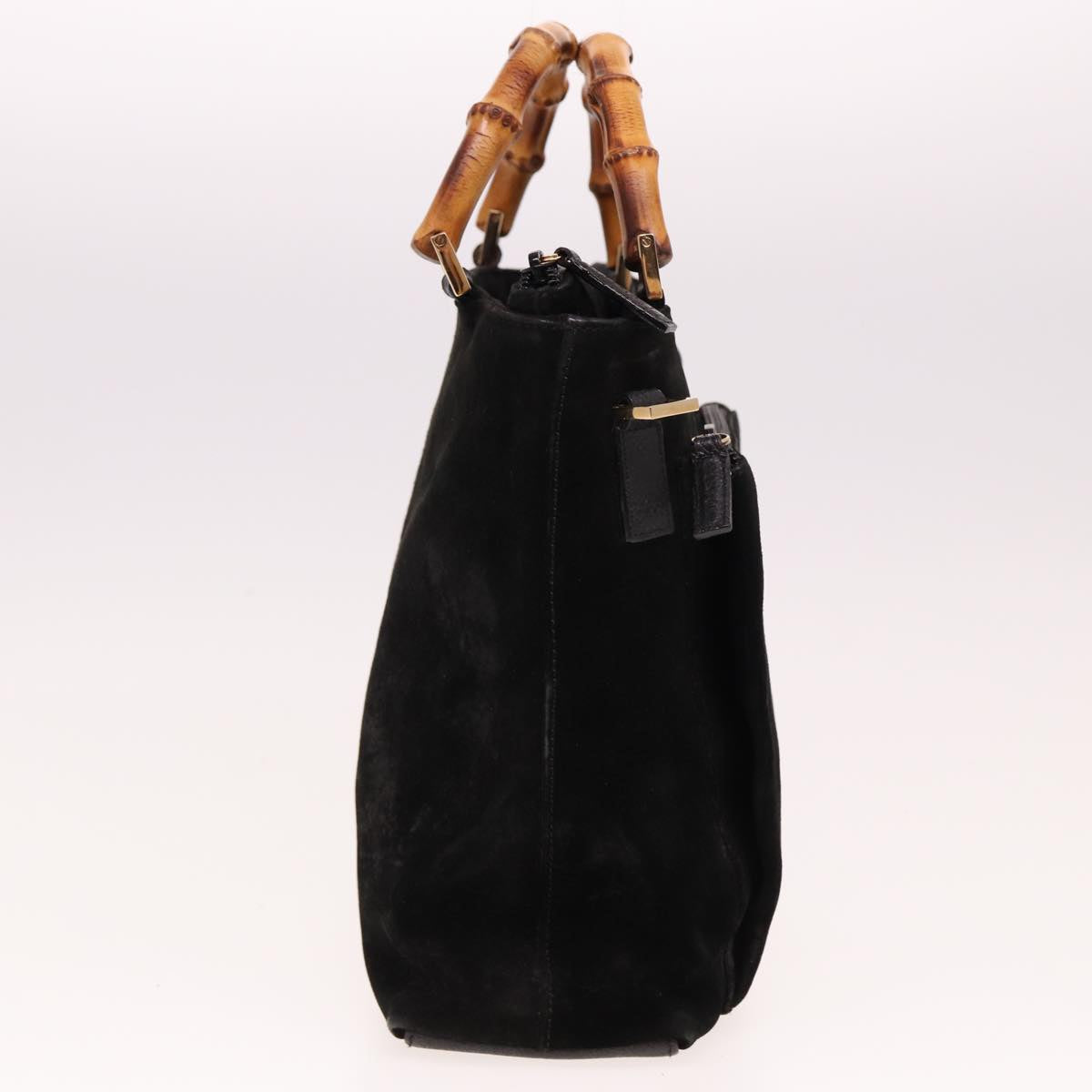 GUCCI Bamboo Hand Bag Suede Black 000 2265 0581 yk13191