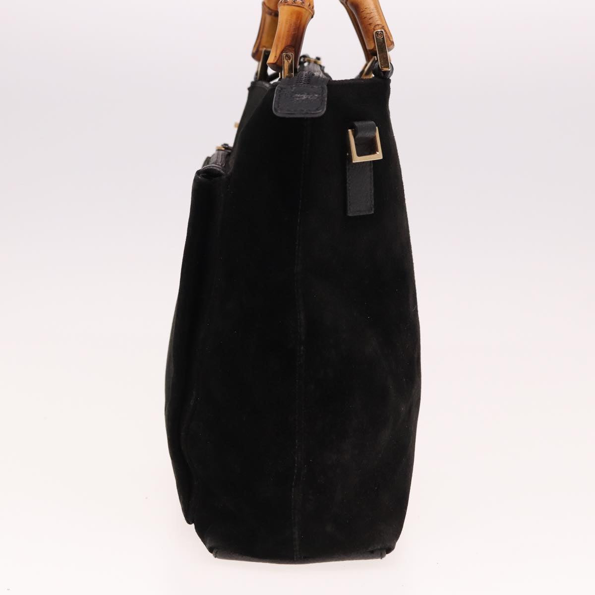 GUCCI Bamboo Hand Bag Suede Black 000 2265 0581 yk13191