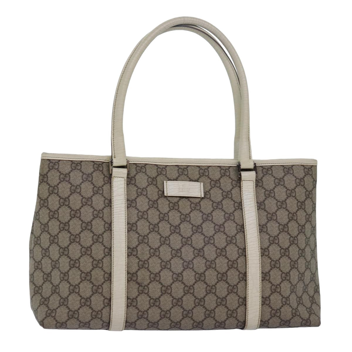 GUCCI GG Supreme Tote Bag PVC Leather Beige 114595 yk13216