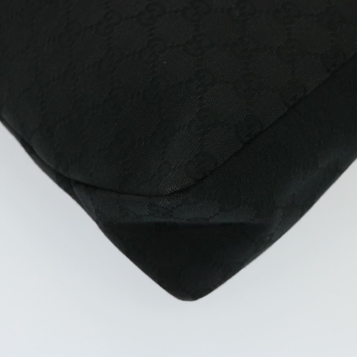GUCCI GG Canvas Horsebit Shoulder Bag Black 115867 yk13263