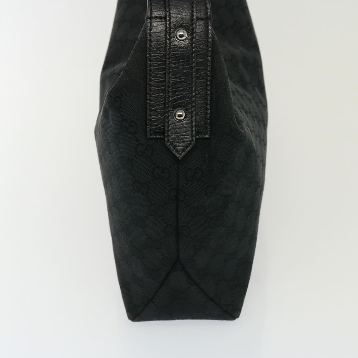 GUCCI GG Canvas Horsebit Shoulder Bag Black 115867 yk13263