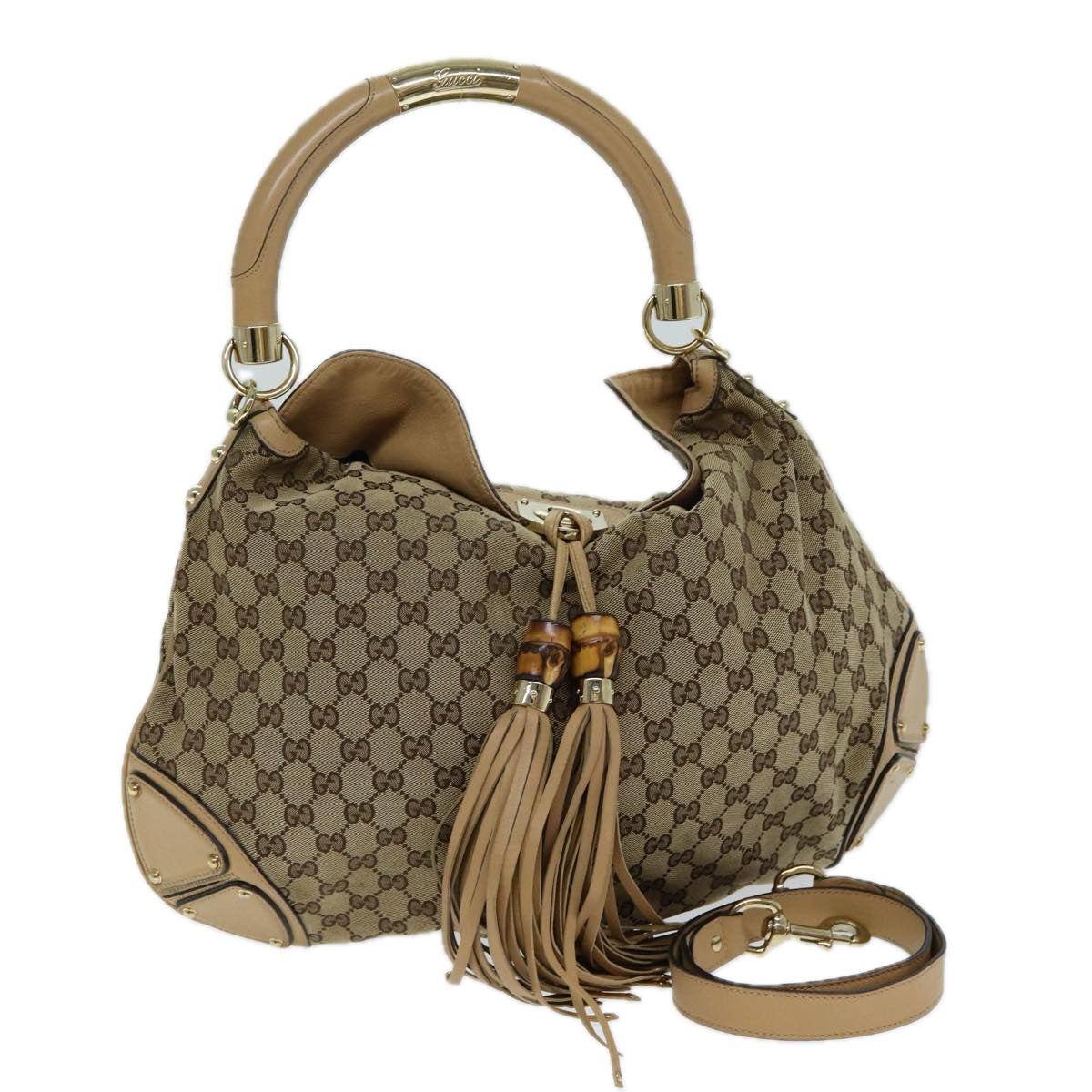 GUCCI GG Canvas Indy Hand Bag 2way Beige 182888 yk13331