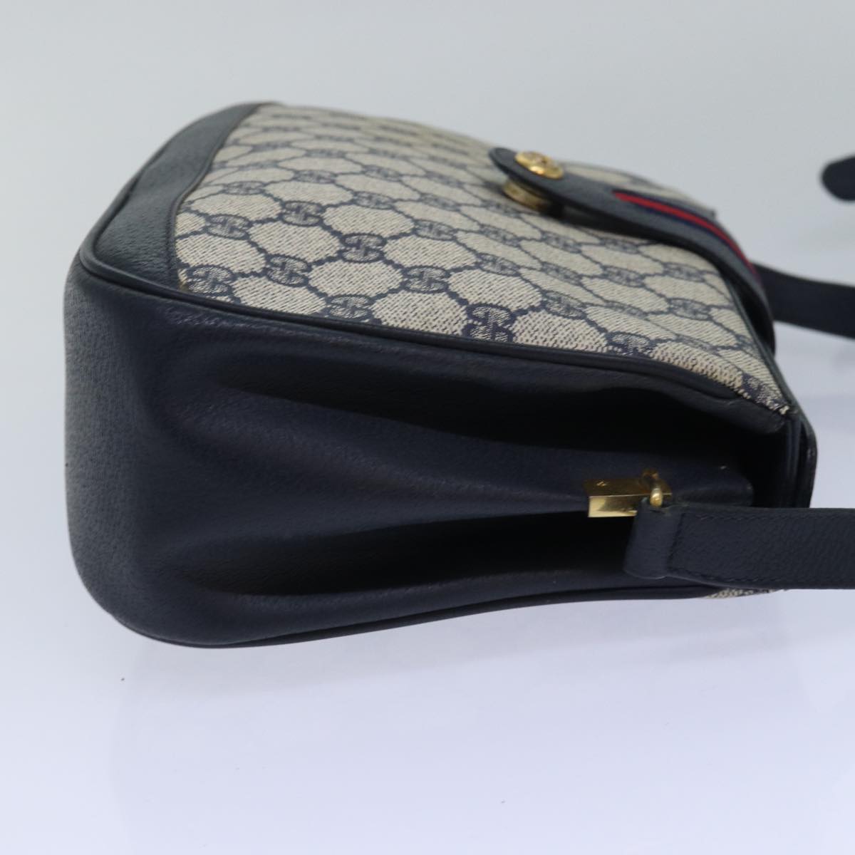 GUCCI GG Supreme Sherry Line Shoulder Bag PVC Navy Red 116 02 076 yk13428