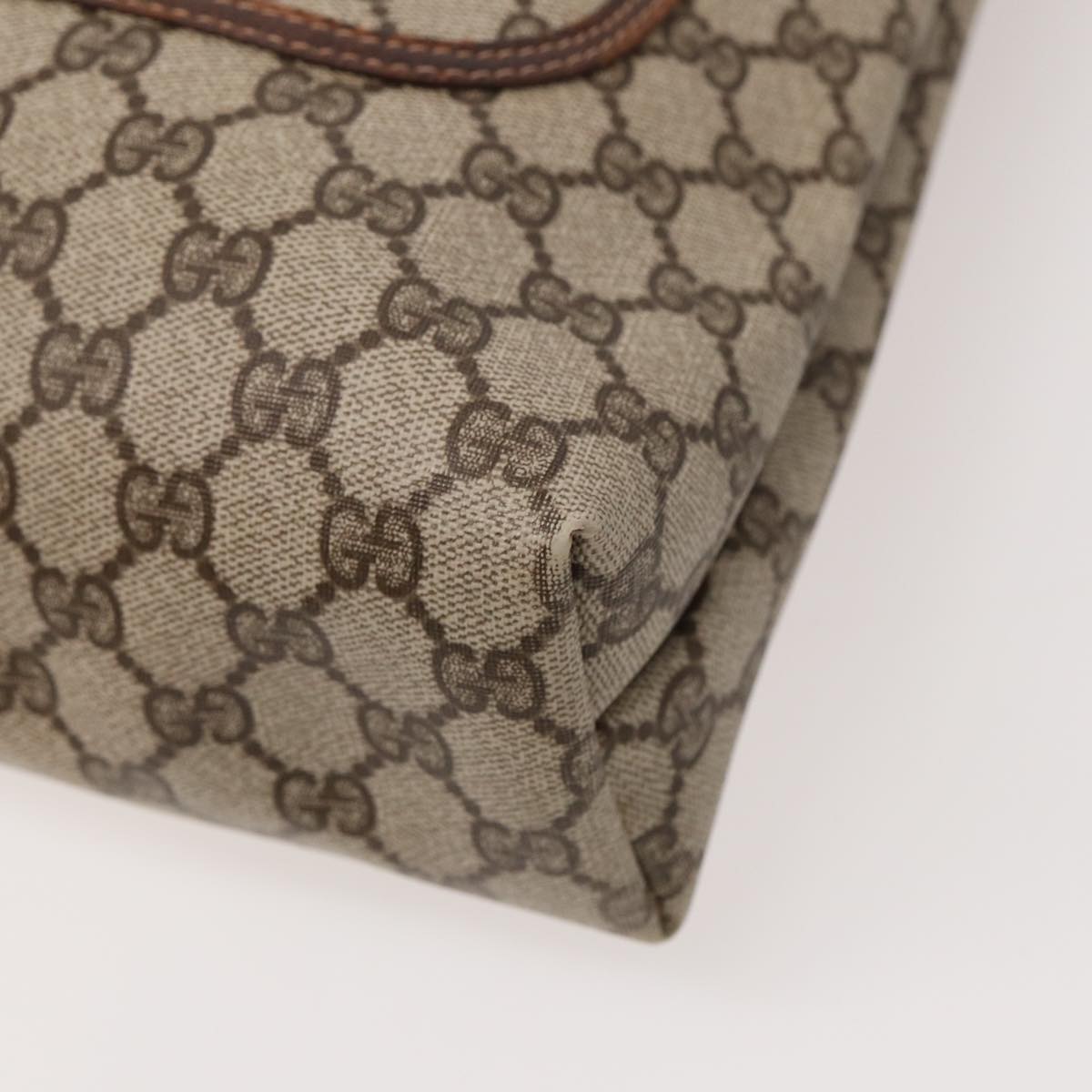 GUCCI GG Canvas Web Sherry Line Tote Bag PVC Leather Beige Green yk13433