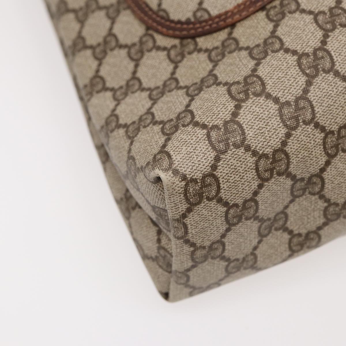 GUCCI GG Canvas Web Sherry Line Tote Bag PVC Leather Beige Green yk13433