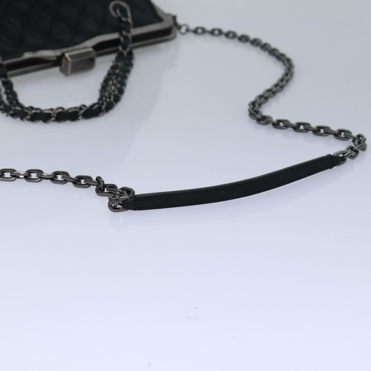 CHANEL Matelasse Chain Gamaguchi Hand Bag Leather 2way Black CC yk13501