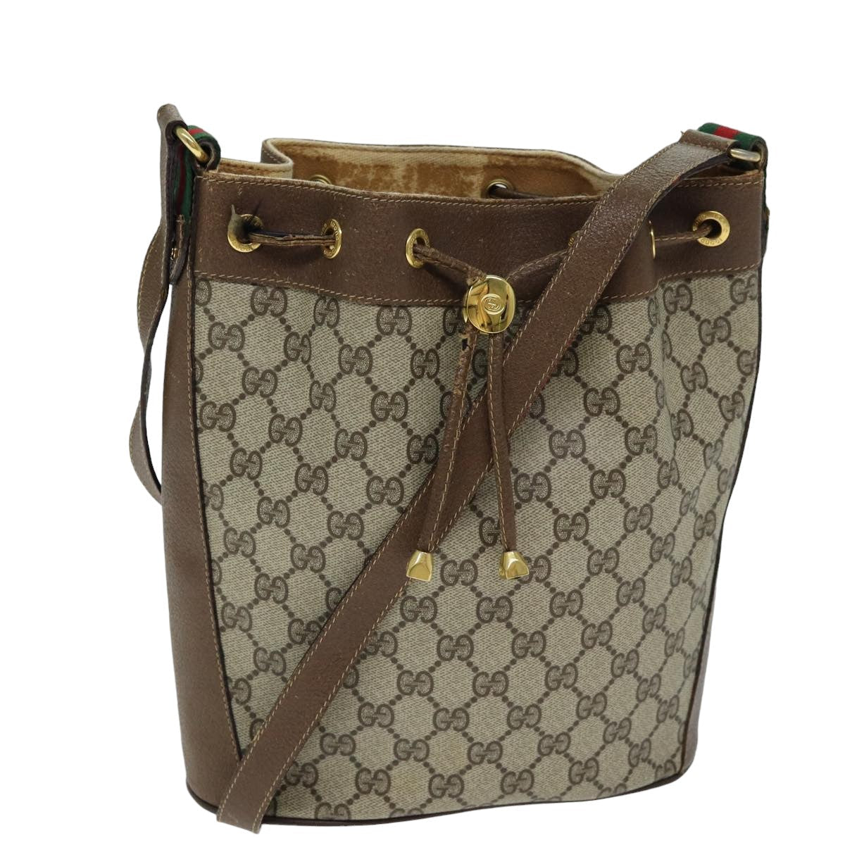 GUCCI GG Canvas Web Sherry Line Shoulder Bag Beige Red 41 02 034 yk13558