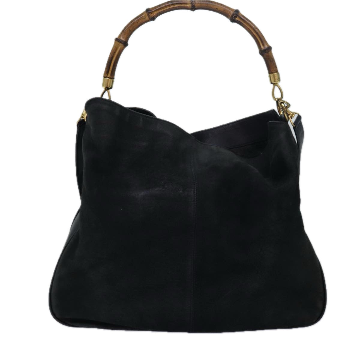 GUCCI Bamboo Hand Bag Suede 2way Black 001 14 1577 yk13644