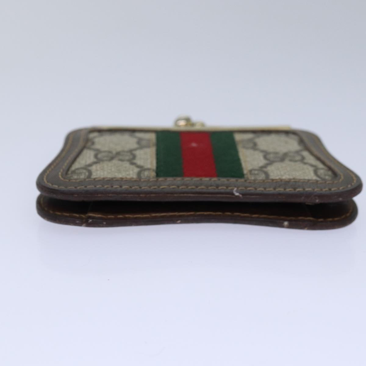 GUCCI GG Supreme Web Sherry Line Gamaguchi Coin Purse Beige Red yk13656