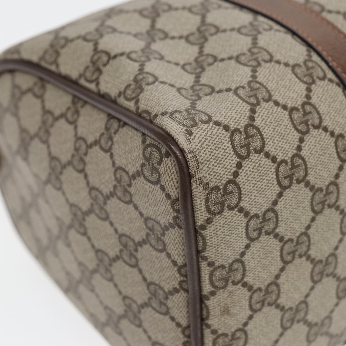 GUCCI GG Supreme Web Sherry Line Boston Bag PVC Beige 24 02 007 yk13661
