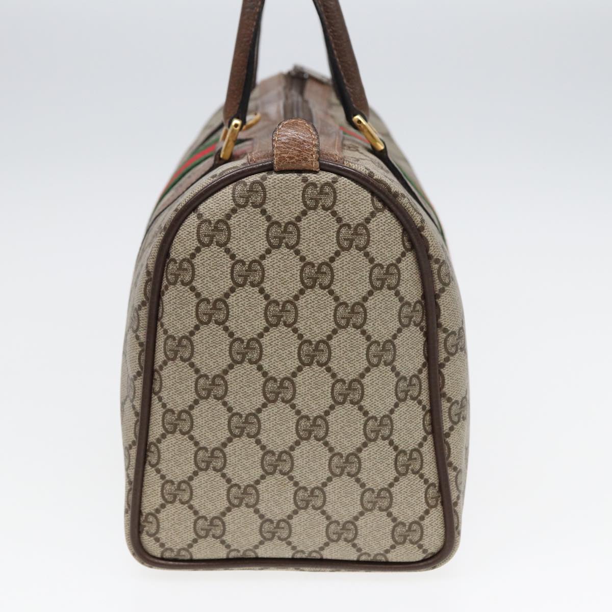 GUCCI GG Supreme Web Sherry Line Boston Bag PVC Beige 24 02 007 yk13661