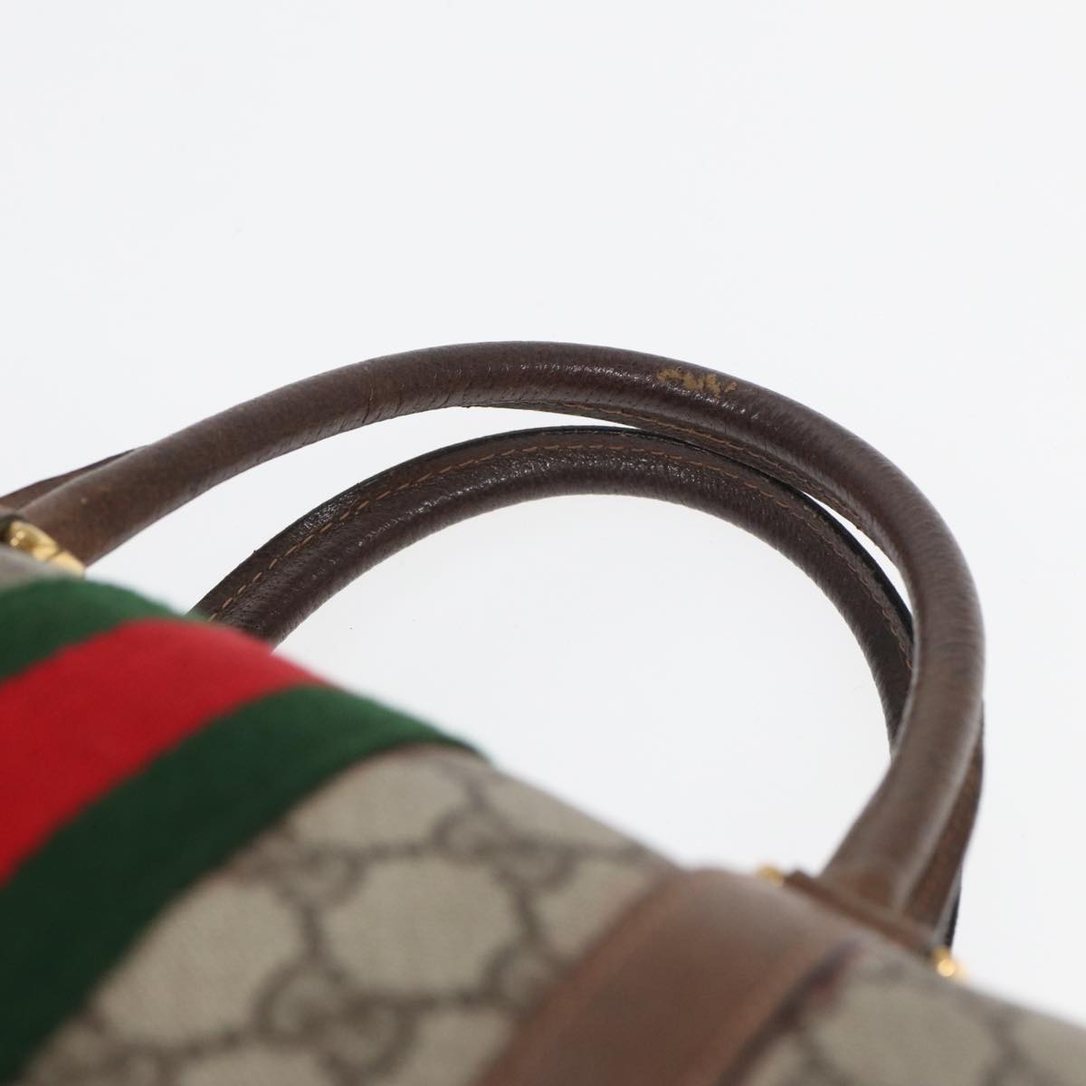 GUCCI GG Supreme Web Sherry Line Boston Bag PVC Beige 24 02 007 yk13661