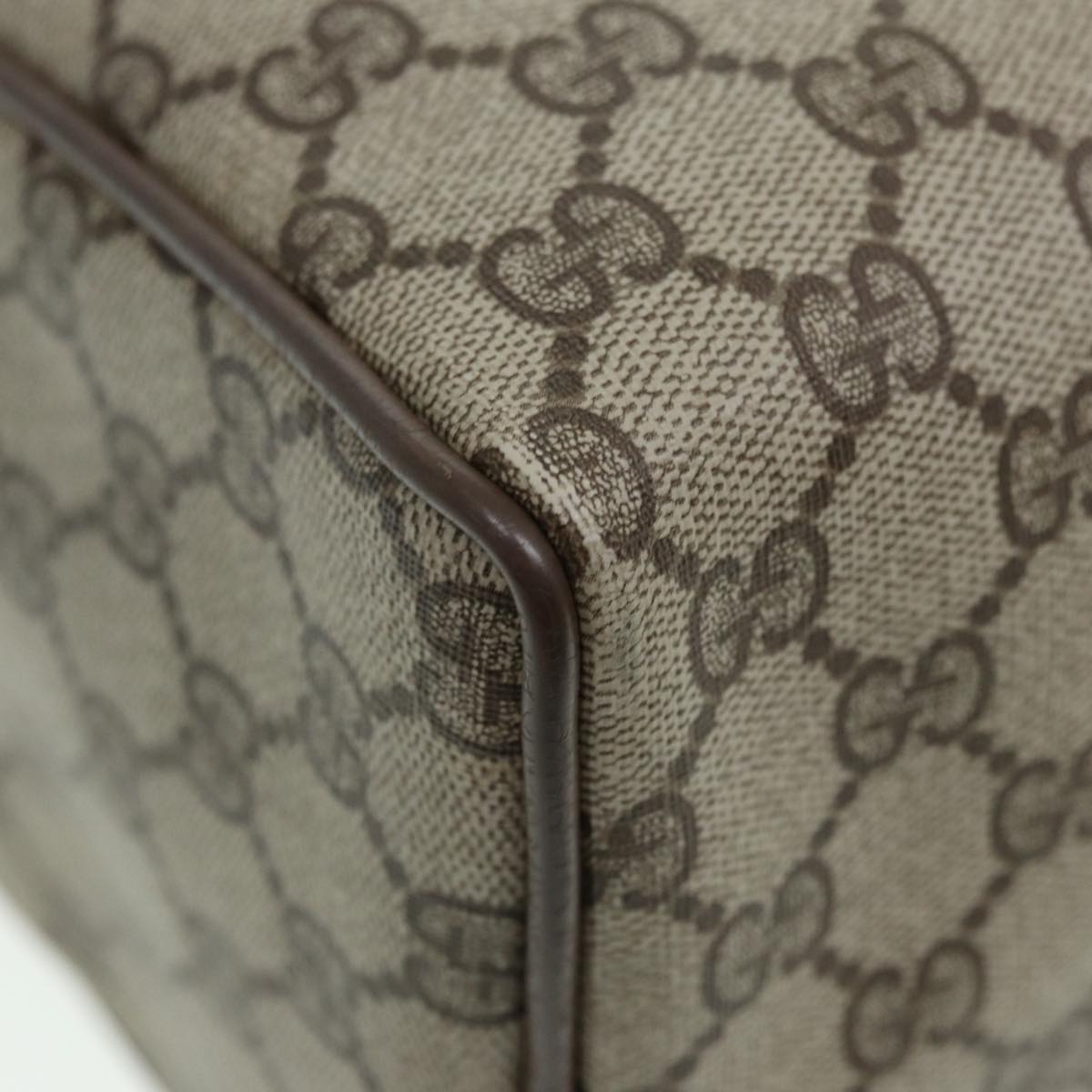 GUCCI GG Supreme Web Sherry Line Boston Bag PVC Beige 39 02 007 yk13664