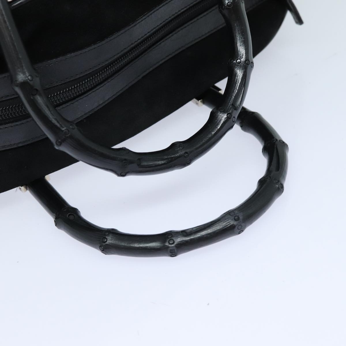 GUCCI Bamboo Hand Bag Suede Black 002 1084 200047 yk13665