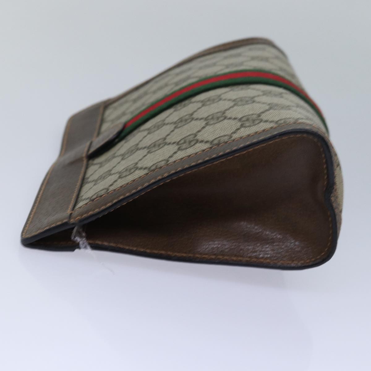 GUCCI GG Supreme Web Sherry Line Clutch Bag PVC Beige Red 89 01 001 yk13667