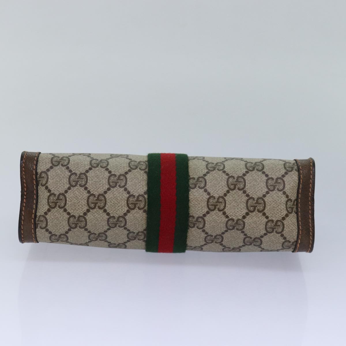 GUCCI GG Supreme Web Sherry Line Clutch Bag PVC Beige Red 89 01 001 yk13667