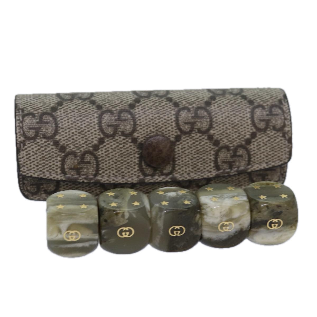 GUCCI GG Supreme Dice Set PVC Beige 662292 yk13670A
