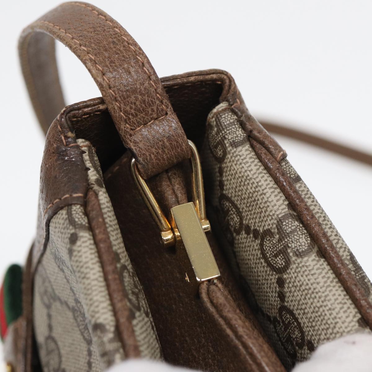 GUCCI GG Supreme Web Sherry Line Shoulder Bag PVC Beige 10 02 037 yk13680