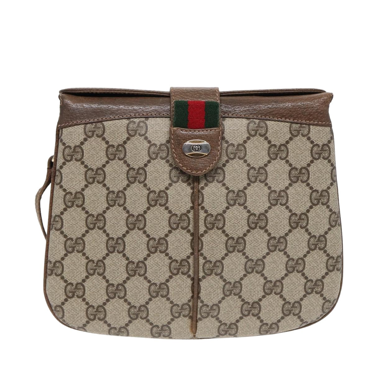 GUCCI GG Supreme Web Sherry Line Shoulder Bag PVC Beige 10 02 037 yk13680