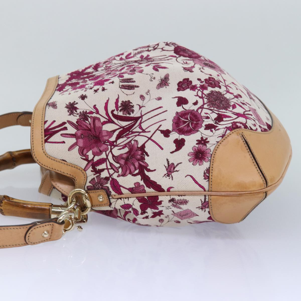 GUCCI Bamboo Flora Hand Bag Canvas 2way Pink 169961 yk13691
