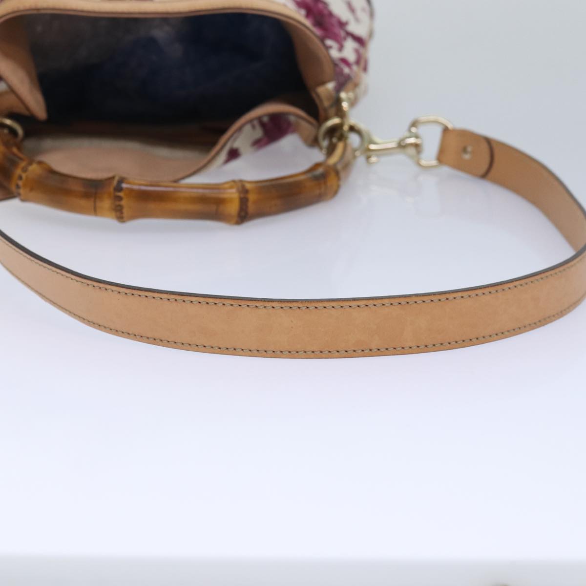 GUCCI Bamboo Flora Hand Bag Canvas 2way Pink 169961 yk13691