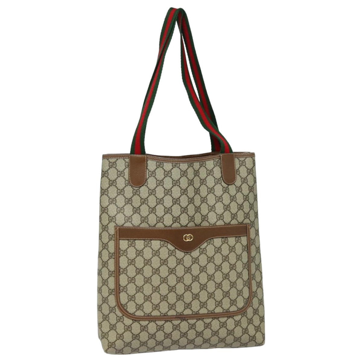 GUCCI GG Supreme Web Sherry Line Tote Bag PVC Beige 002 123 6487 yk13692