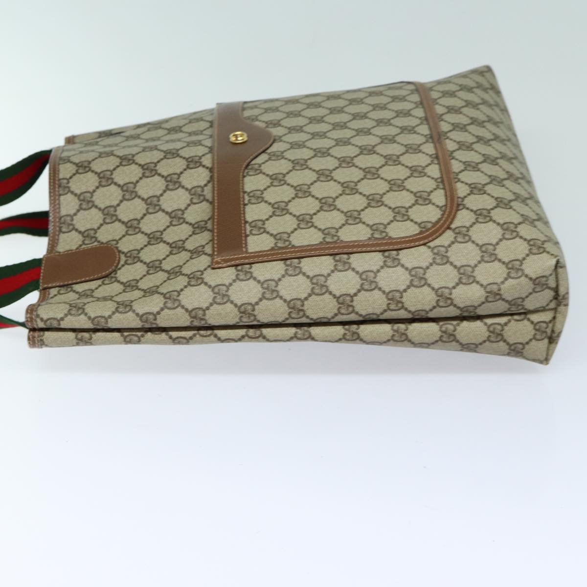 GUCCI GG Supreme Web Sherry Line Tote Bag PVC Beige 002 123 6487 yk13692