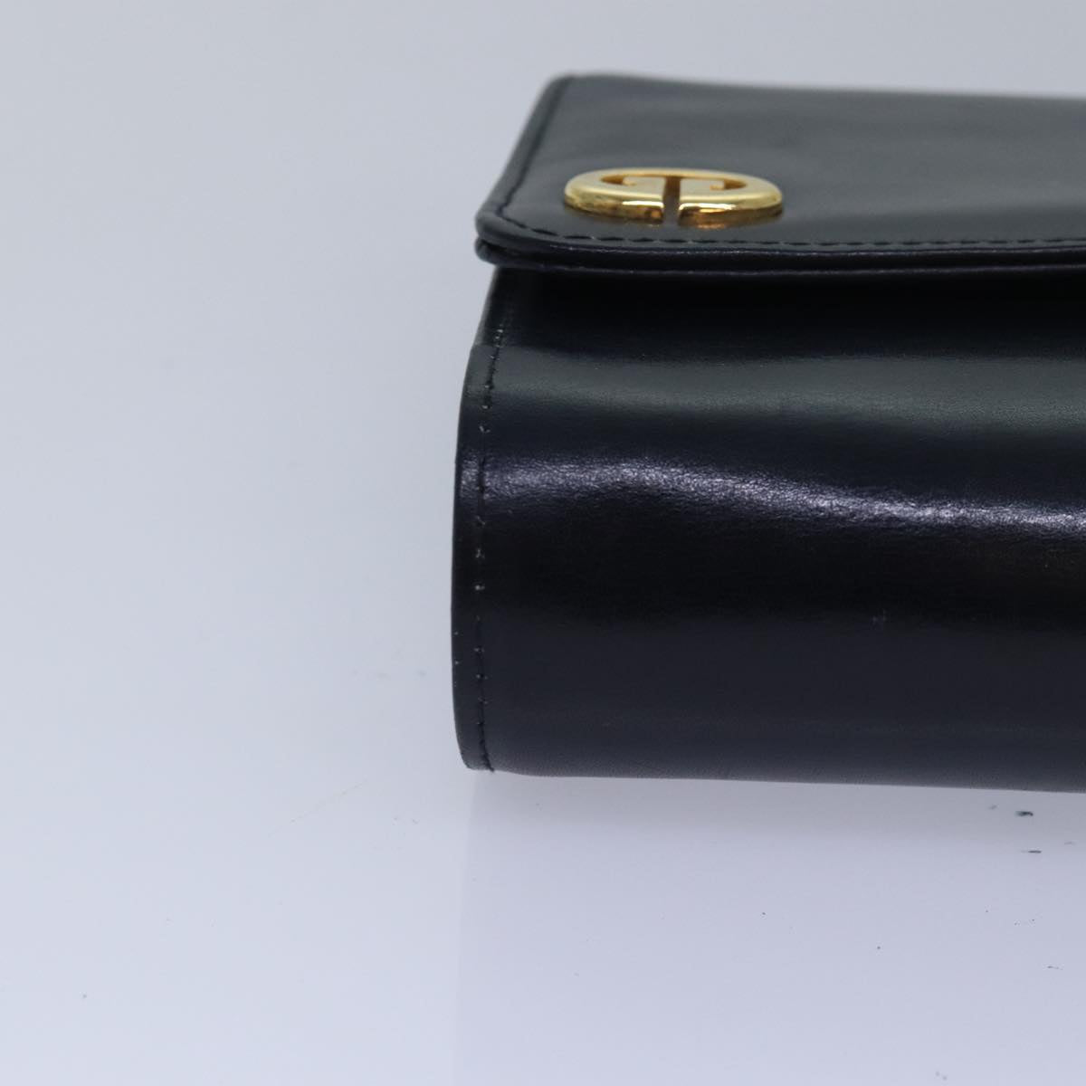 GUCCI Chain Hand Bag Leather Navy yk13717