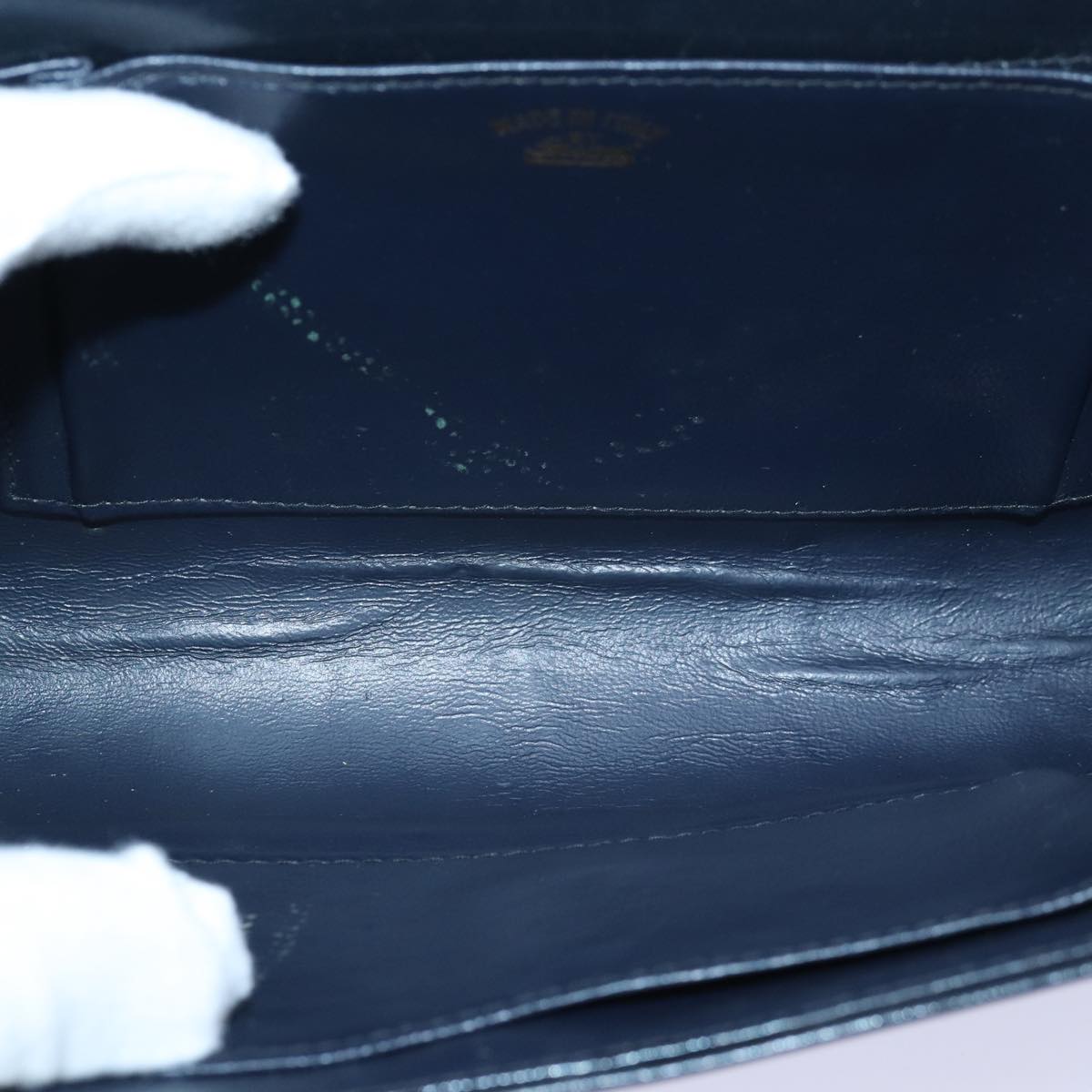 GUCCI Chain Hand Bag Leather Navy yk13717
