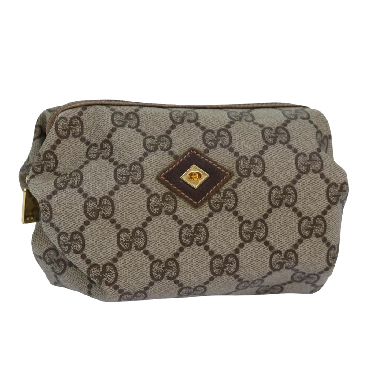 GUCCI GG Supreme Pouch PVC Leather Beige yk13742