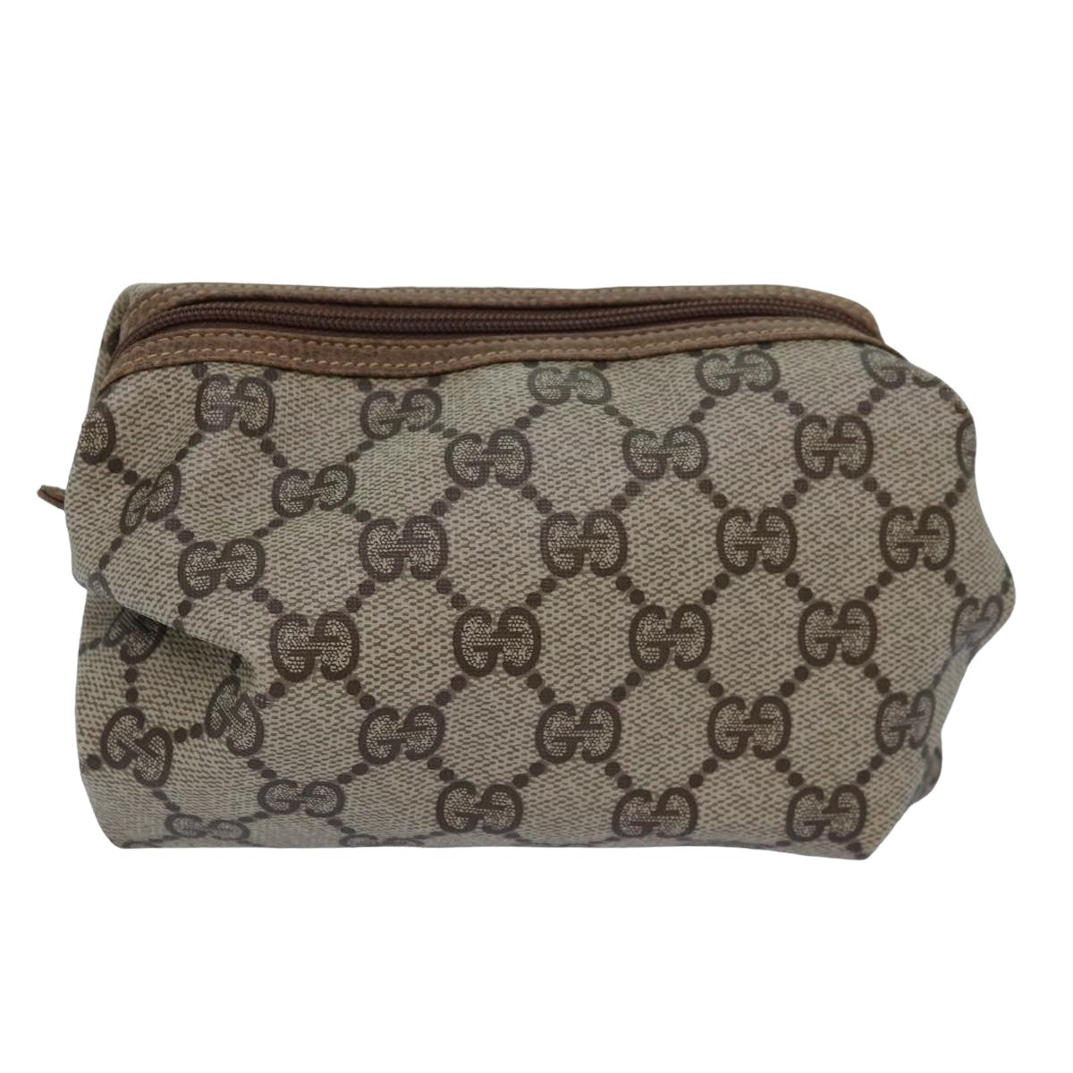 GUCCI GG Supreme Pouch PVC Leather Beige yk13742