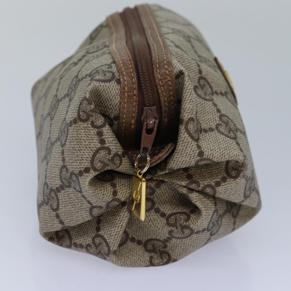 GUCCI GG Supreme Pouch PVC Leather Beige yk13742