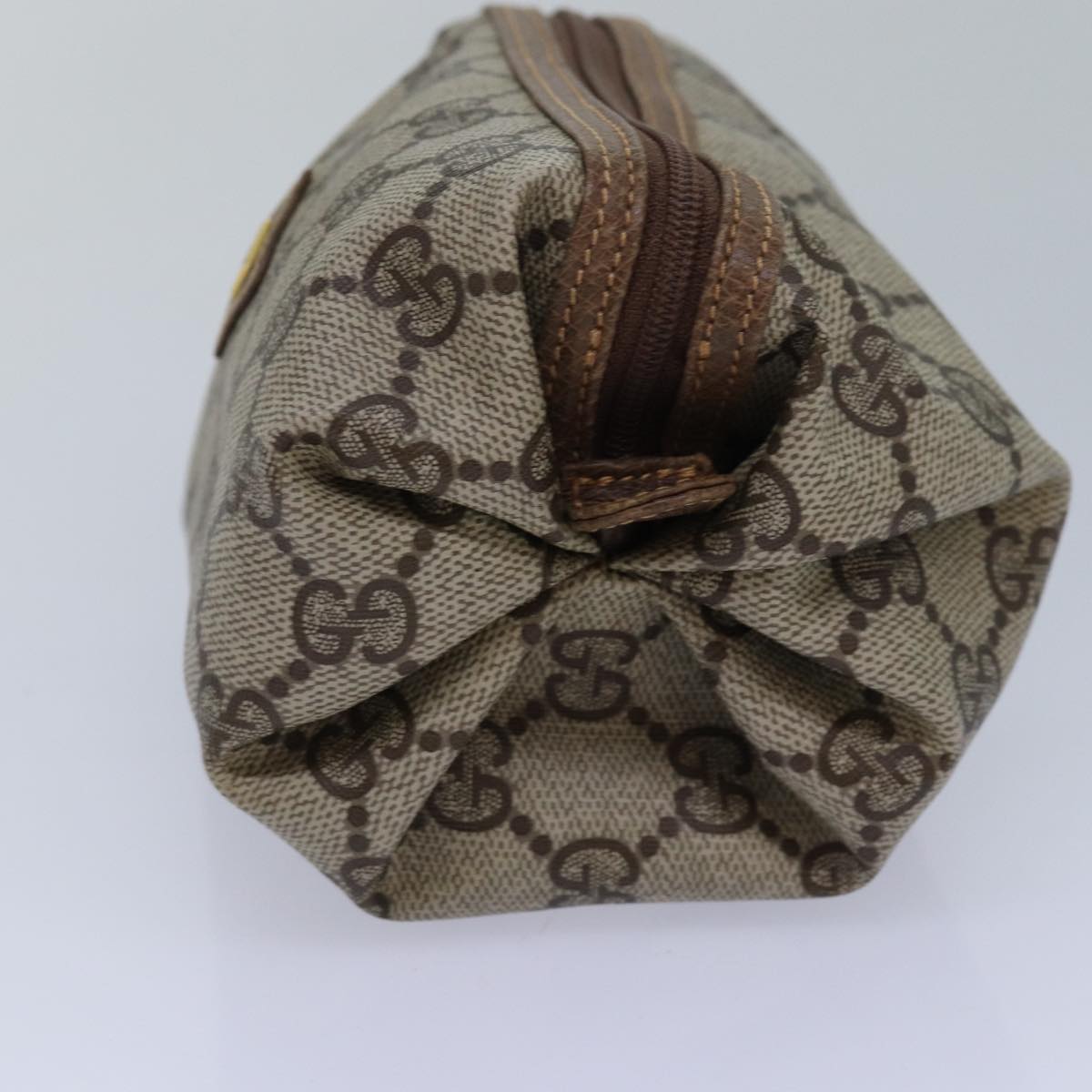GUCCI GG Supreme Pouch PVC Leather Beige yk13742