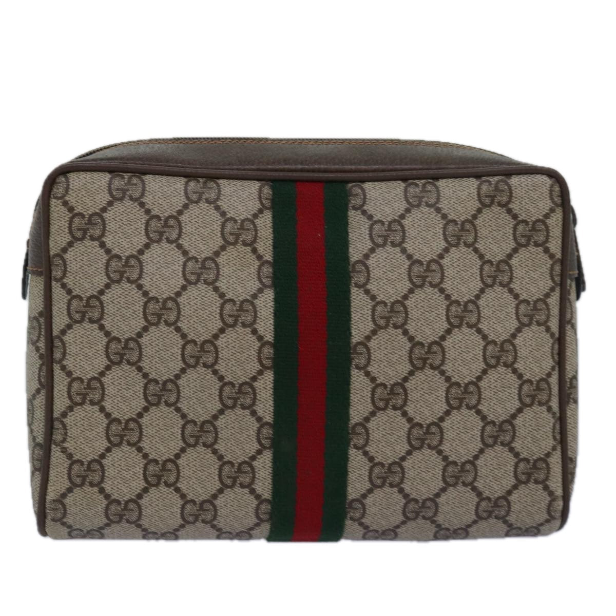 GUCCI GG Supreme Web Sherry Line Clutch Bag PVC Beige Red 63 01 012 yk13788