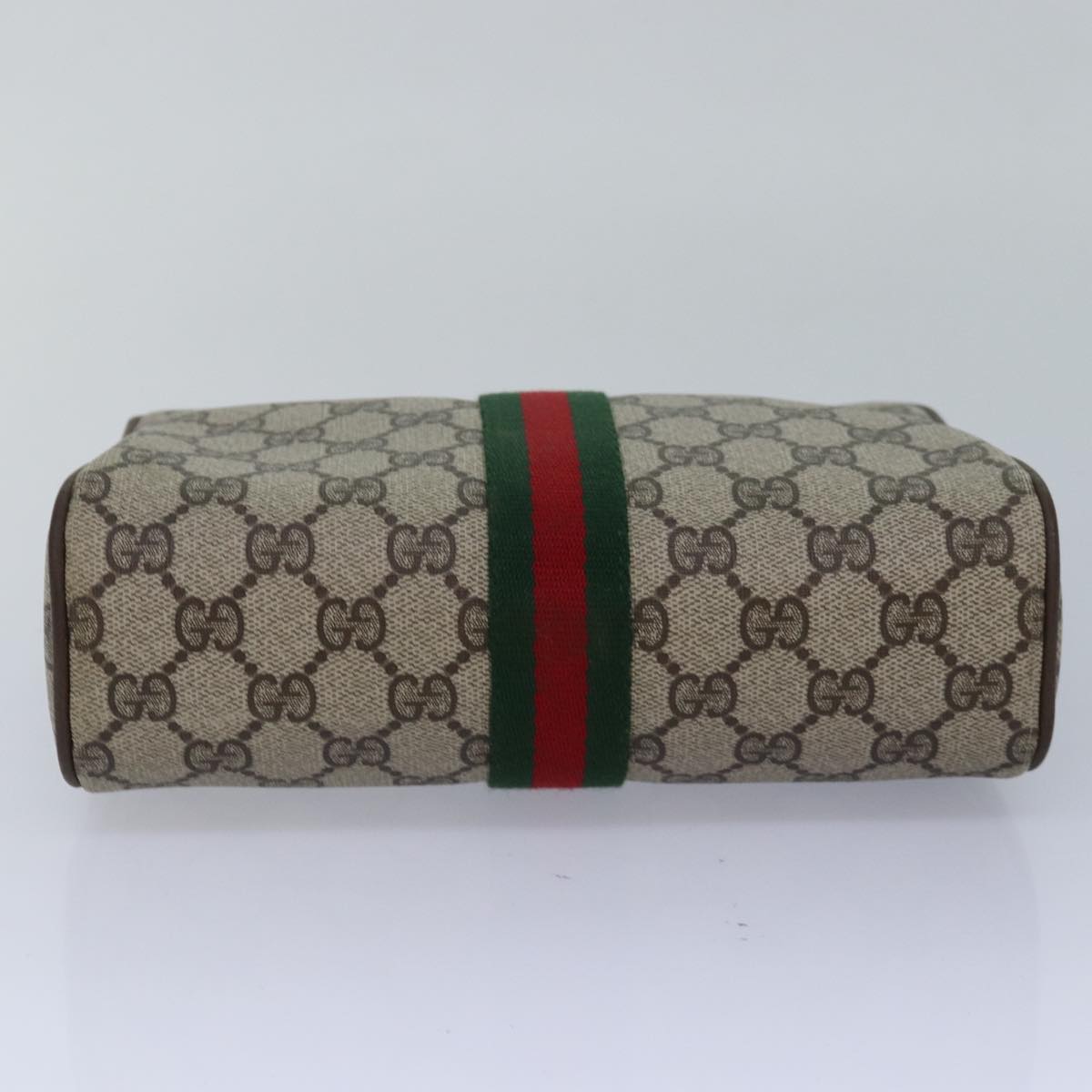 GUCCI GG Supreme Web Sherry Line Clutch Bag PVC Beige Red 63 01 012 yk13788