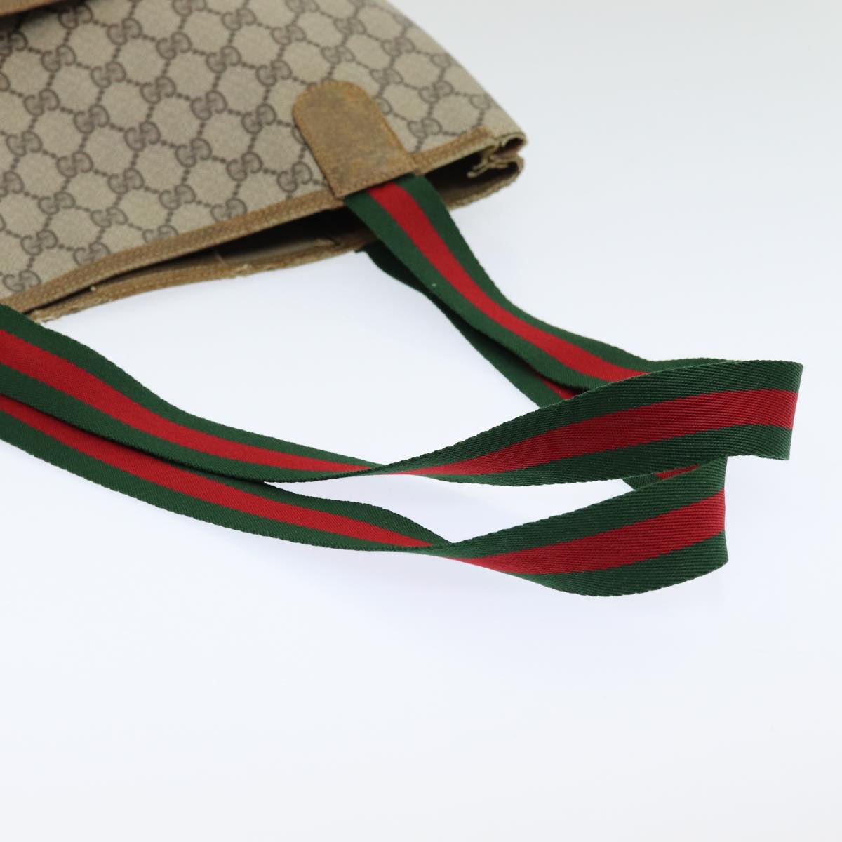 GUCCI GG Supreme Web Sherry Line Tote Bag PVC Beige Red 39 02 003 yk13803