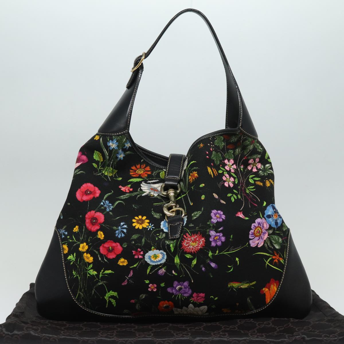 GUCCI Flora Jackie Shoulder Bag Canvas Multicolor 153693 yk13815