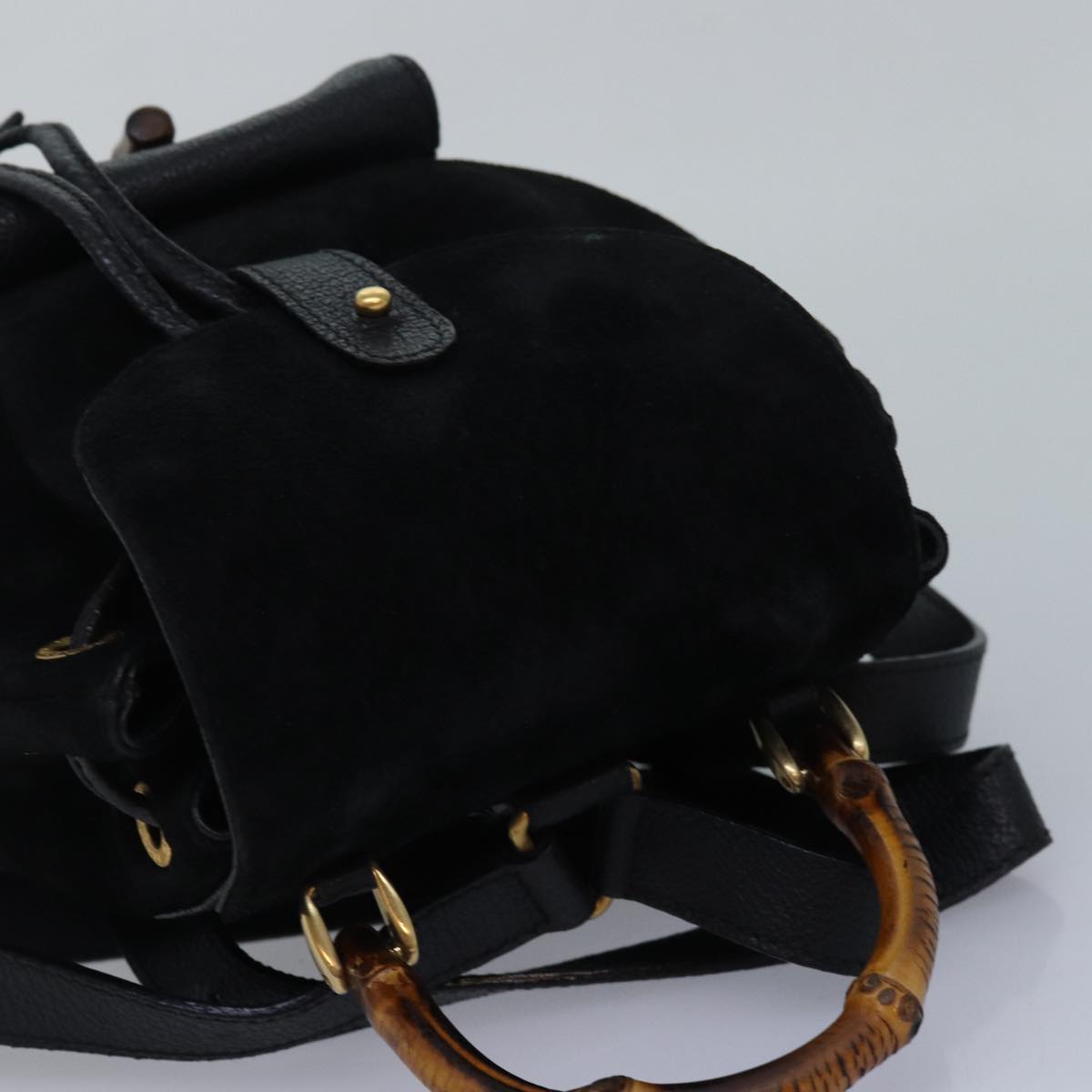 GUCCI Bamboo Backpack Suede Black 003 1956 0030 yk13819