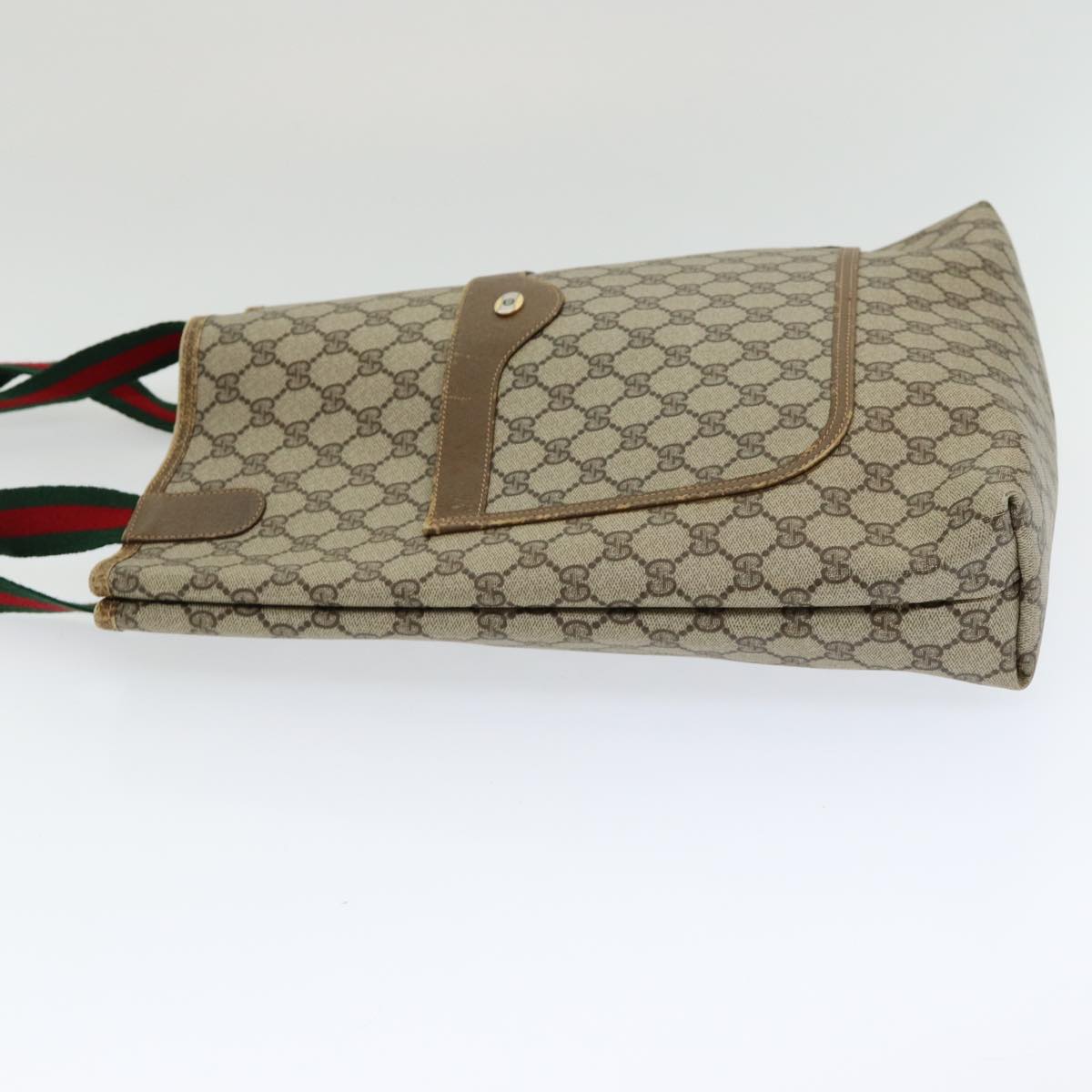 GUCCI GG Supreme Web Sherry Line Tote Bag PVC Beige Red 40 02 003 yk13821
