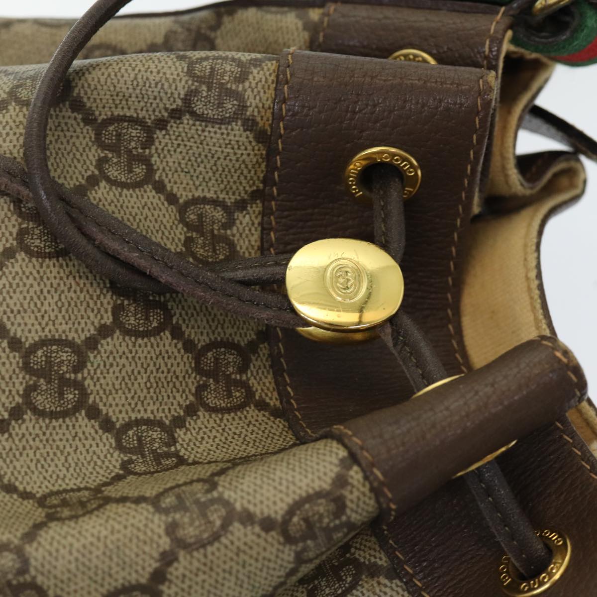 GUCCI GG Supreme Web Sherry Line Shoulder Bag PVC Beige 164 02 034 yk13895