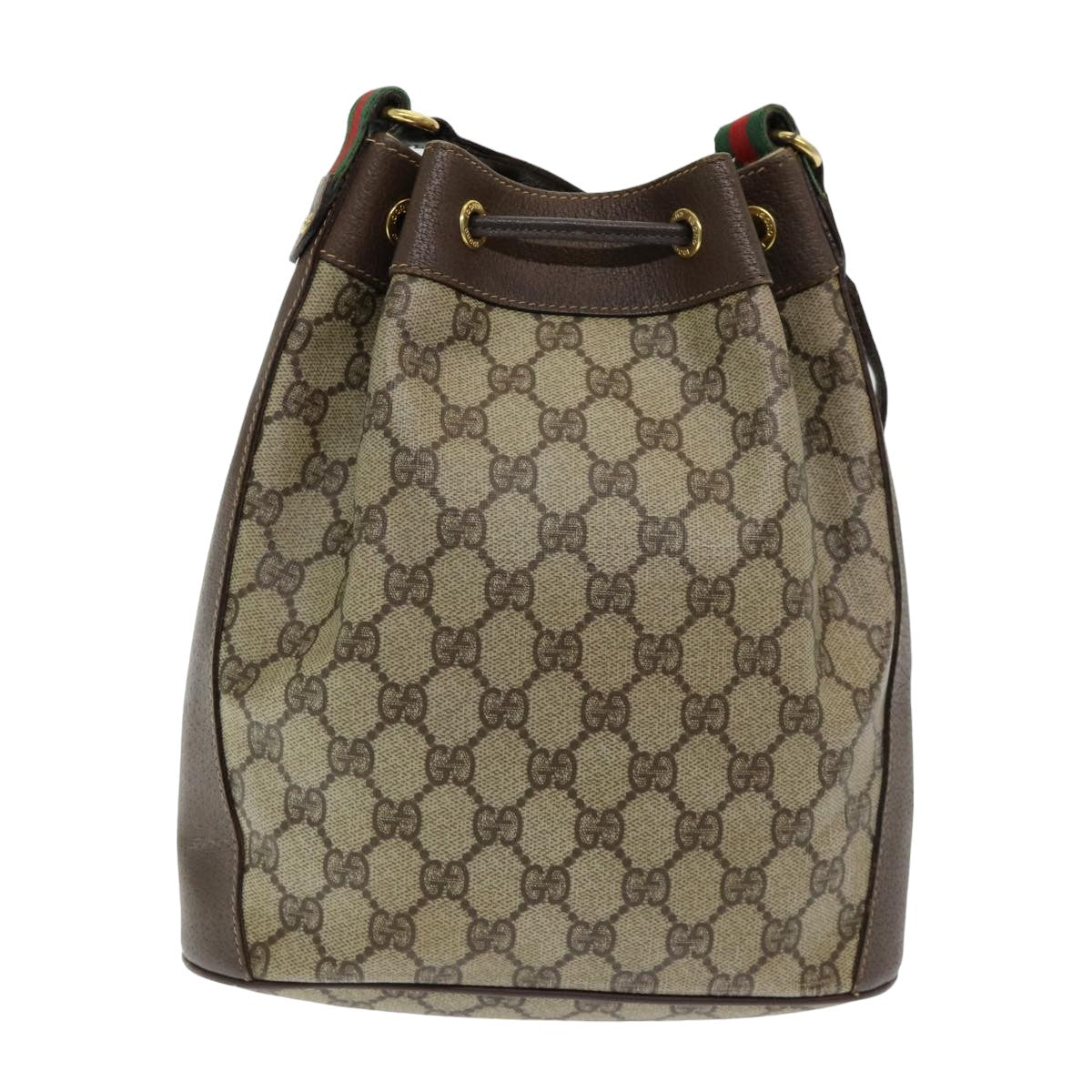 GUCCI GG Supreme Web Sherry Line Shoulder Bag PVC Beige 164 02 034 yk13895