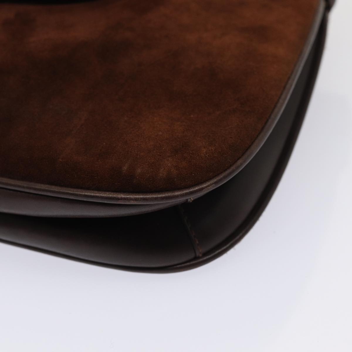GUCCI Chain Shoulder Bag Suede Brown yk13962