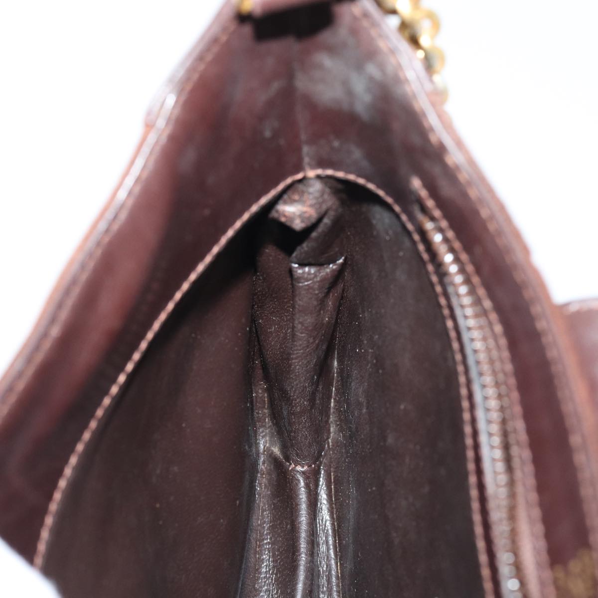 GUCCI Chain Shoulder Bag Suede Brown yk13962