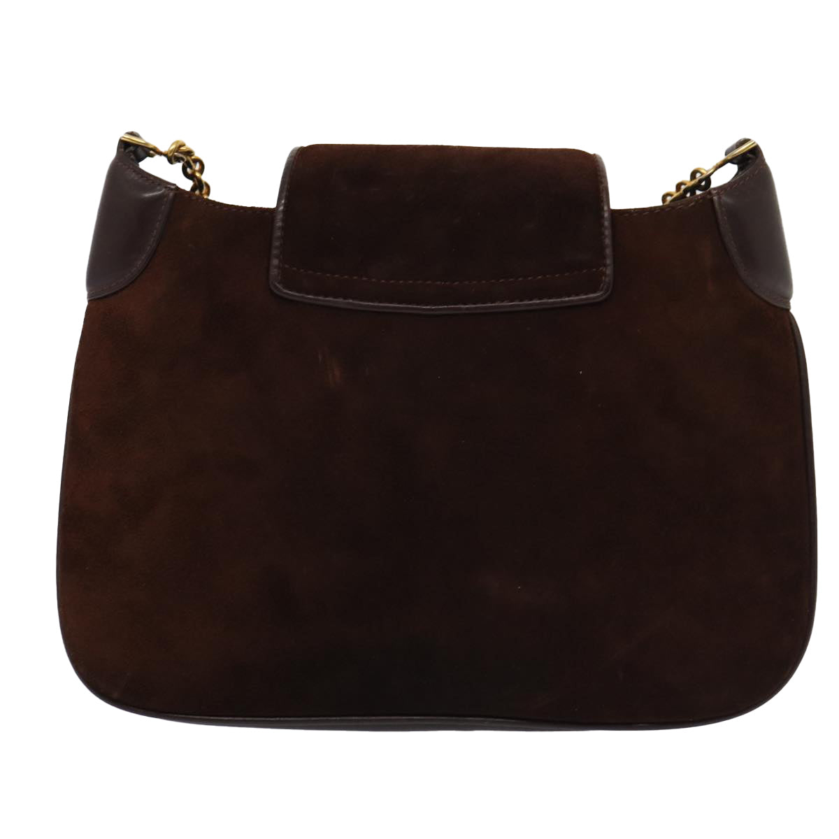 GUCCI Chain Shoulder Bag Suede Brown yk13962