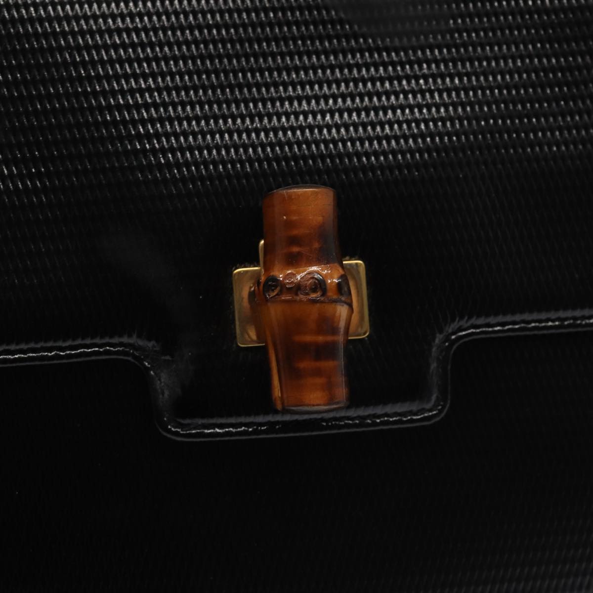 GUCCI Bamboo Hand Bag Patent leather Black yk13994