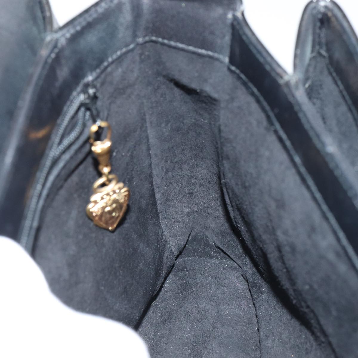 GUCCI Bamboo Hand Bag Patent leather Black yk13994