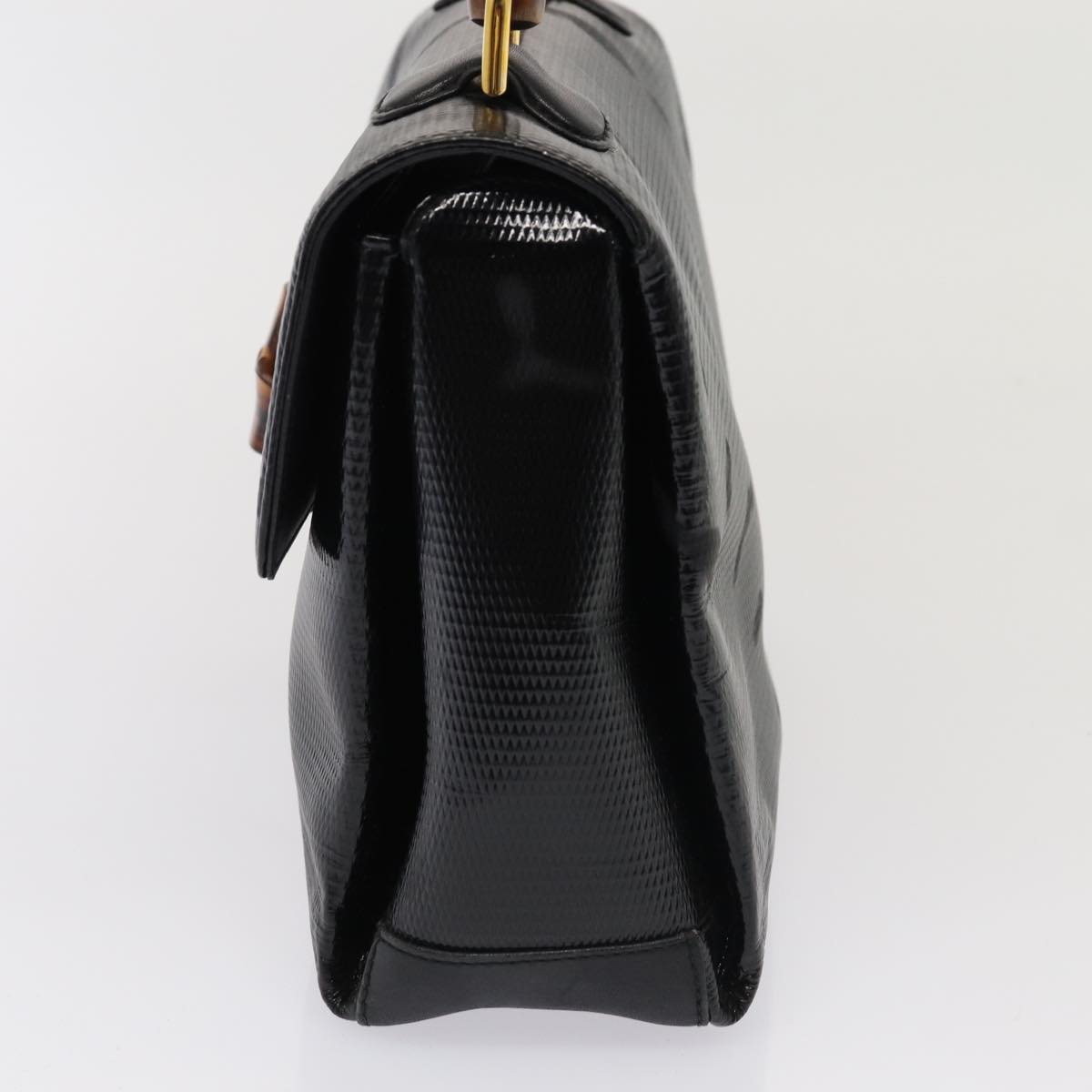 GUCCI Bamboo Hand Bag Patent leather Black yk13994