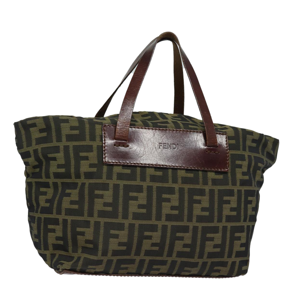 FENDI Zucca Canvas Hand Bag Brown Black yk14048